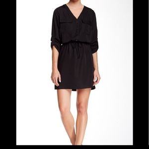 Rolled up sleeve black dress